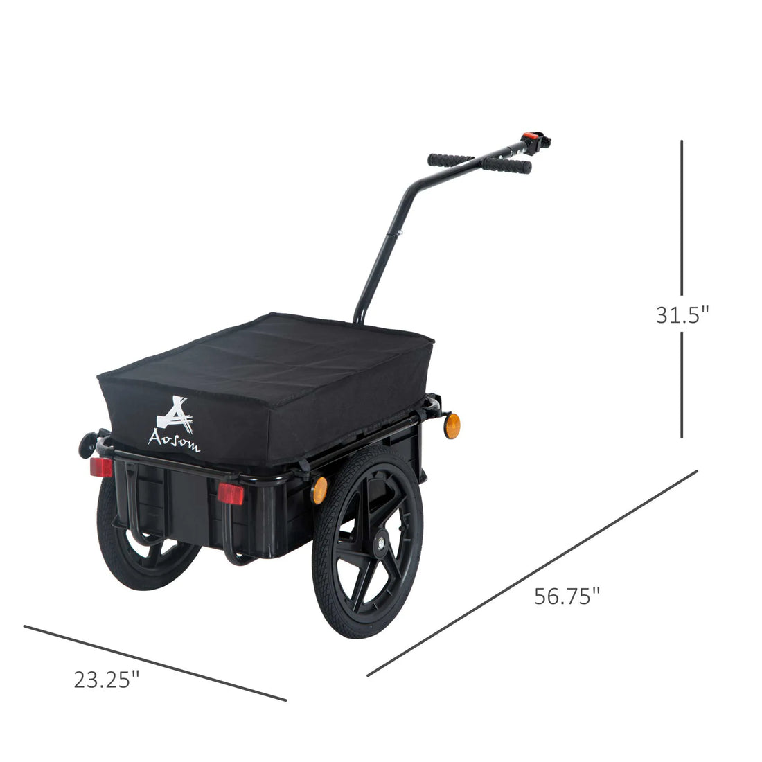 Bicycle Cargo Trailer with Removable Box and Waterproof Cover, Bike Wagon Trailer with Two 16in Wheels