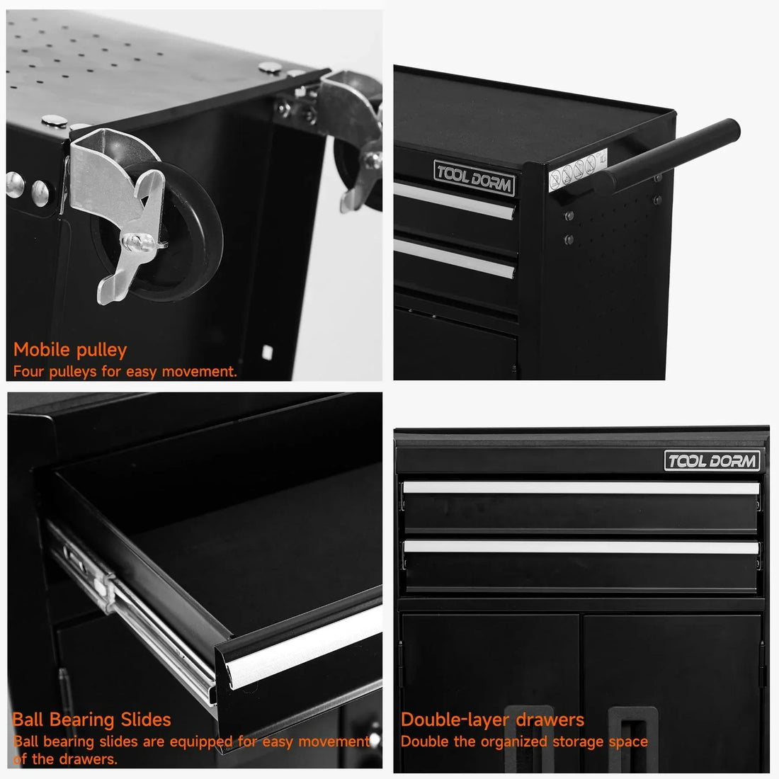 Only For Shipping On Waybill Double-door Cabinet With Two Drawers Tool Cart TT202BK