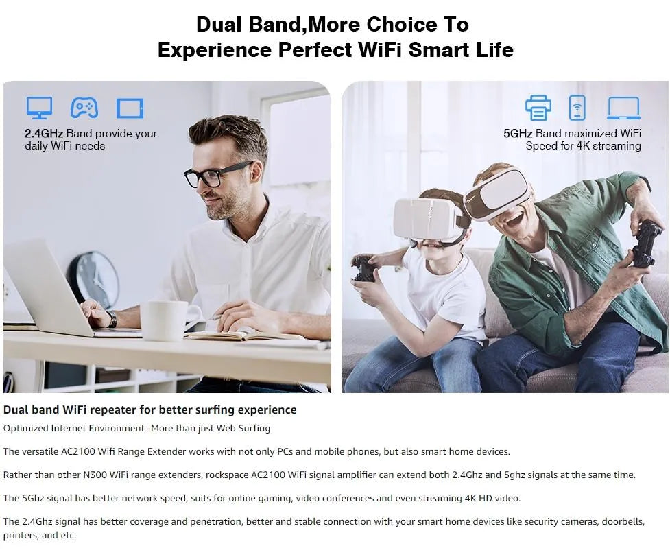 WiFi Extender Home WiFi Booster Dual-band Wireless Extension Supports Multiple Devices