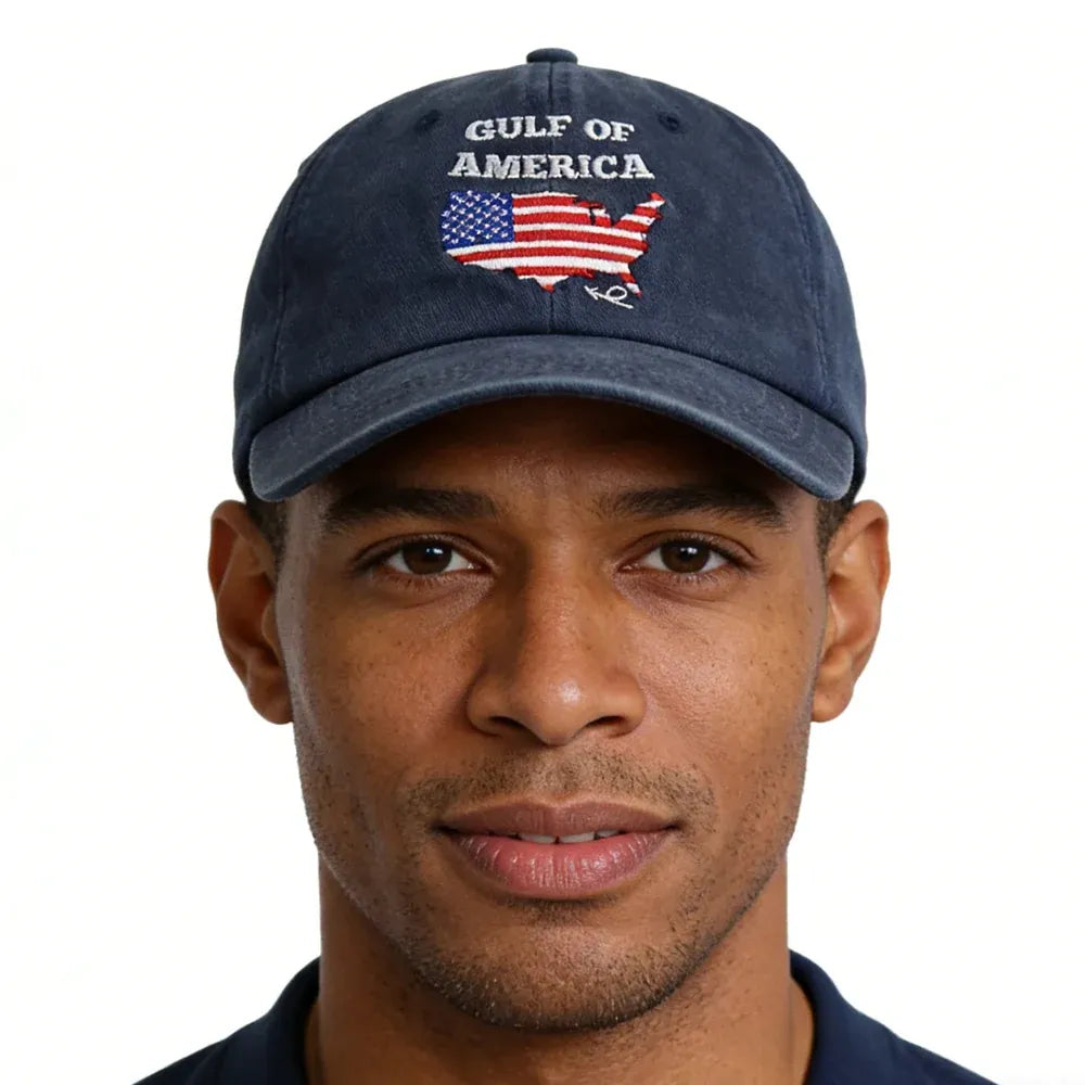 2pcs Gulf Of America Hat For Men Women, American Flag Gulf Of Mexico Hat, USA Patriotic Decorations Baseball Cap, Birthday Gifts For Dad Mom Friend Veteran