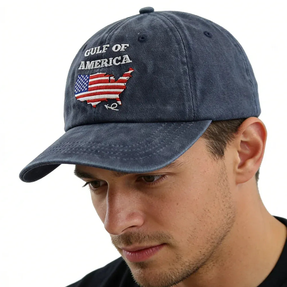 2pcs Gulf Of America Hat For Men Women, American Flag Gulf Of Mexico Hat, USA Patriotic Decorations Baseball Cap, Birthday Gifts For Dad Mom Friend Veteran