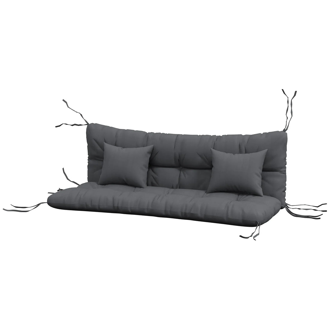 59" Tufted Bench Cushions &amp; Throw Pillows, Replacement Bench Seat Pad, Back &amp; 2 Pillows for Outdoor Furniture, Charcoal