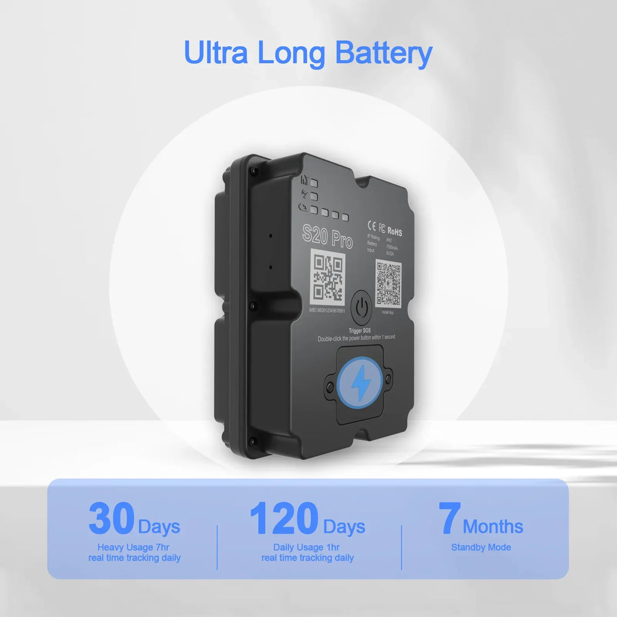 Long Battery 4G GPS Vehicle Tracker - Up To 30 Days Standby, Real-Time Tracking, Magnetic &amp; Waterproof, Subscription Required