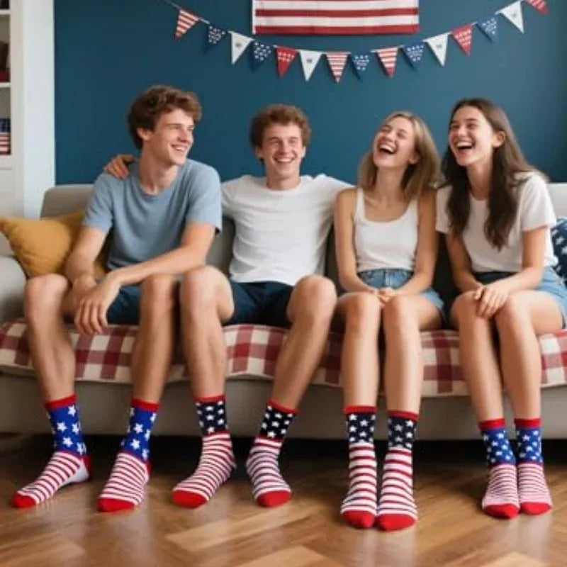 2 Pairs American USA Flag Socks Proud To Be An American Socks Funny Crew For 4th Of July Gift Men Women