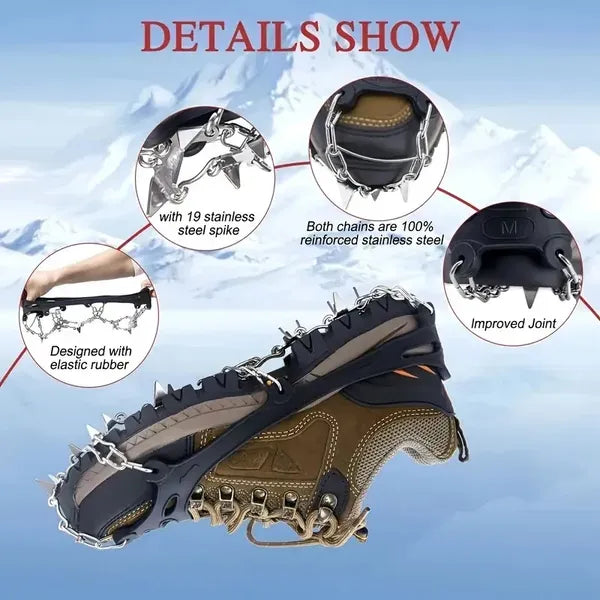 Universal Anti-slip Grip Spikes, Upgraded Universal Anti-slip Spikes For Ice Skates And Boots, With 19 Steel Spikes, Ice And Snow Grip Spikes, Suitable For Hiking, Walking, And Rock Climbing.