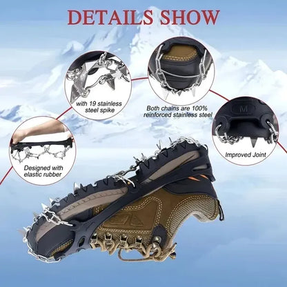 Universal Anti-slip Grip Spikes, Upgraded Universal Anti-slip Spikes For Ice Skates And Boots, With 19 Steel Spikes, Ice And Snow Grip Spikes, Suitable For Hiking, Walking, And Rock Climbing.