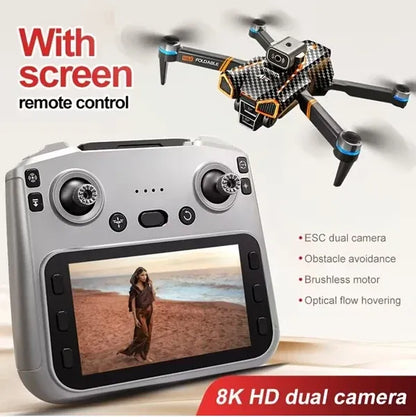 A18 MAX Drone] High-definition Electrically Adjustable Dual Cameras, Equipped With A 4.5-inch Screen, Obstacle Avoidance Function, 360-degree Roll, Foldable Design, Dual Batteries | Brushless Motor, G