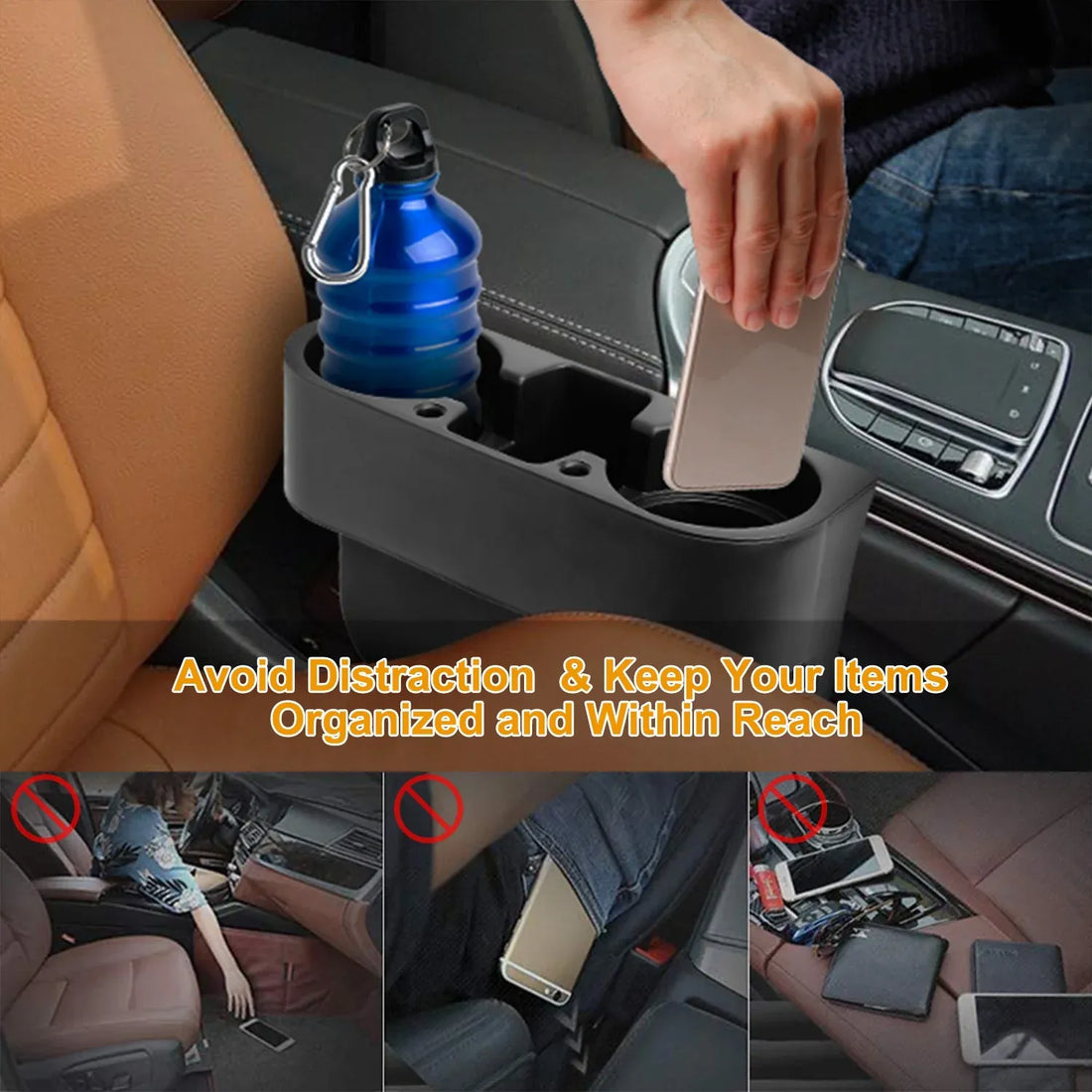 1Pc Car Seam Cup Holder Seat Gap Wedge Drink Storage Organizer Console Side Pocket Mount Stand For Pen Phone Bottle Sunglasses