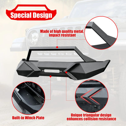 Front Bumper With Winch Plate Compatible With Wrangler JK