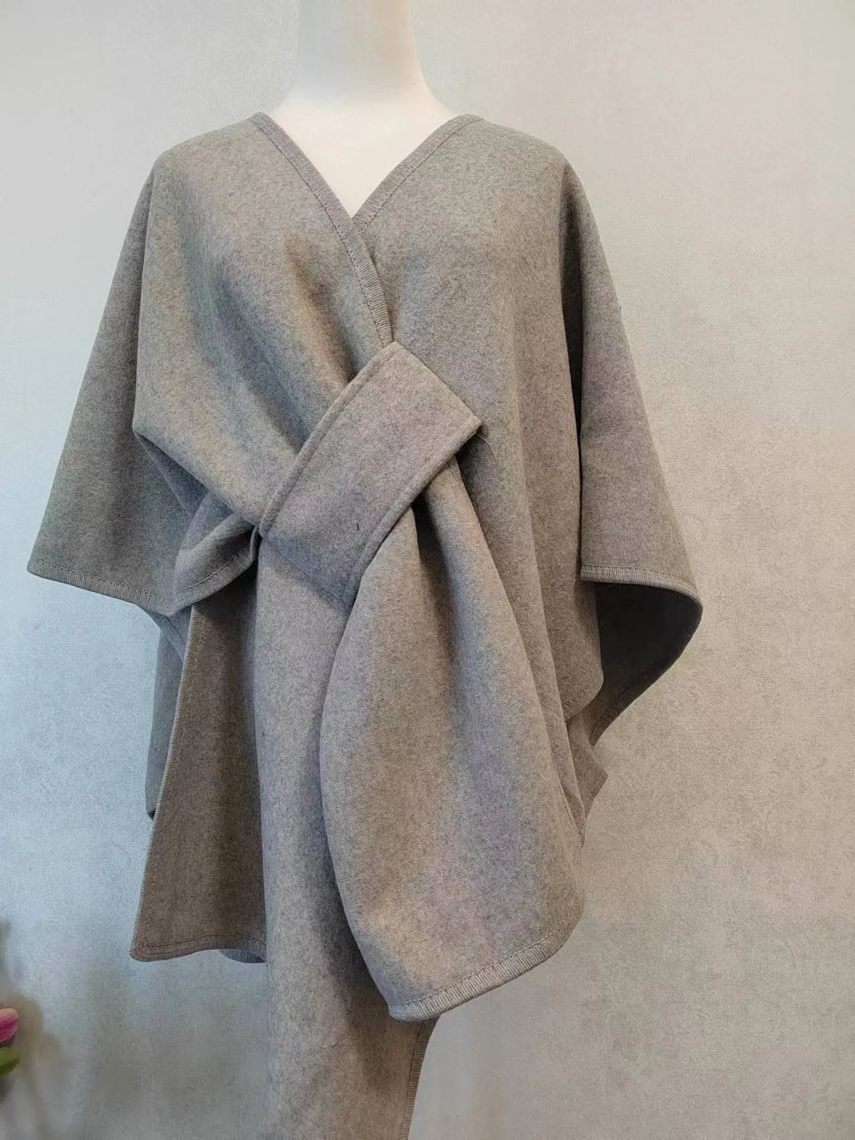 Fur Collar Fur Ball Knitted Cardigan Cape And Shawl